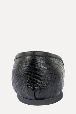 Mens Faux Leather Pattern Black Juttis