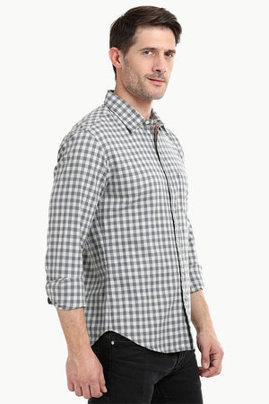 Men's Grey Gingham Check Shirt