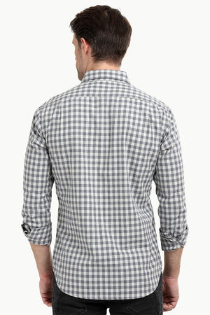 Men's Grey Gingham Check Shirt