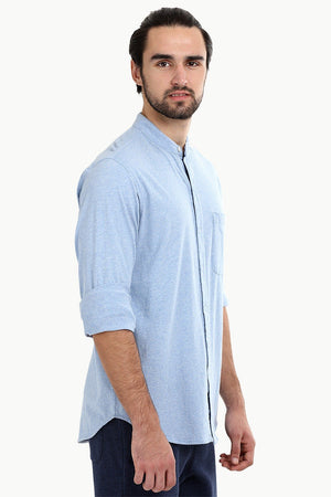 Men's Heather Baby Blue Knit Shirt
