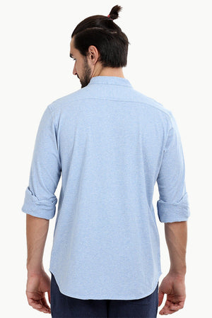 Men's Heather Baby Blue Knit Shirt