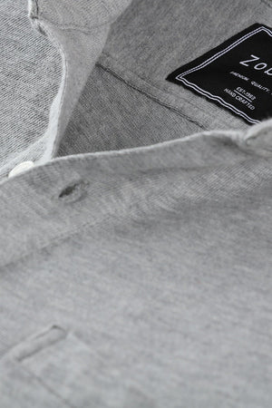Men's Heather Grey Knit Mandarin Shirt
