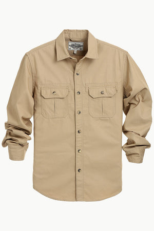 Men's Khaki Casual Twill Shirt