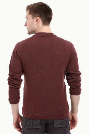 Men's Knit Maroon V-Neck Sweatshirt