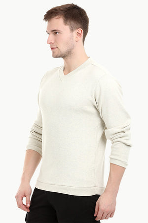 Men's Knit Navajo White V-Neck Sweatshirt