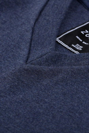 Men's Knit Navy V-Neck Sweatshirt