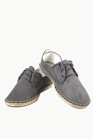 Men's Metro Grey Suede Lace Up Espadrilles