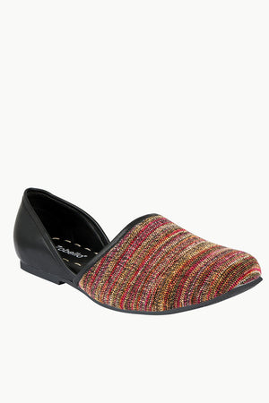 Men's Multicolour Jacquard Slip-On Juttis