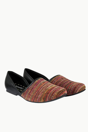 Men's Multicolour Jacquard Slip-On Juttis