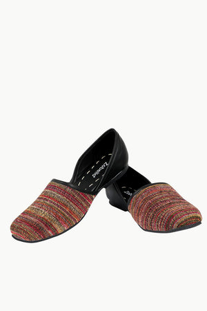 Men's Multicolour Jacquard Slip-On Juttis