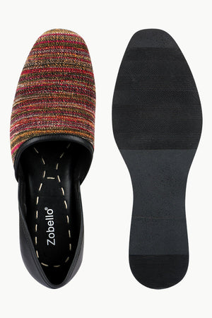 Men's Multicolour Jacquard Slip-On Juttis