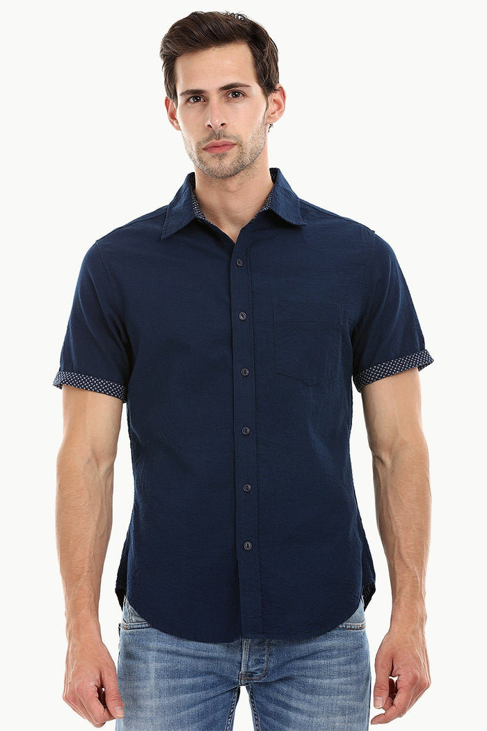Men's Navy Casual Knit Shirt