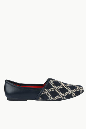 Men's Navy Jacquard Slip-On Juttis