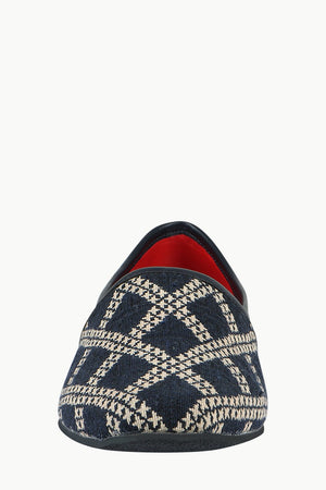 Men's Navy Jacquard Slip-On Juttis
