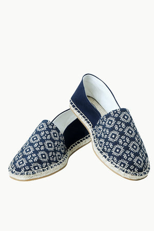 Men's Navy n' Oatmeal Ethnic Print Espadrilles