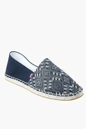 Men's Navy n' White Ethnic Print Espadrilles