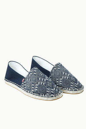 Men's Navy n' White Ethnic Print Espadrilles