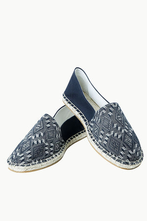 Men's Navy n' White Ethnic Print Espadrilles