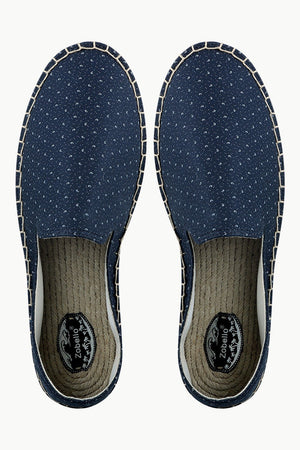 Mens Navy Printed Jute Espadrilles