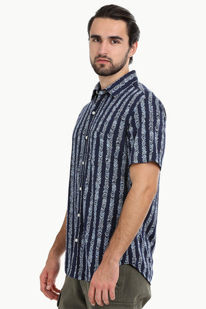 Men's Navy Tribal Print Knit Shirt
