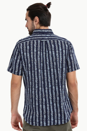 Men's Navy Tribal Print Knit Shirt