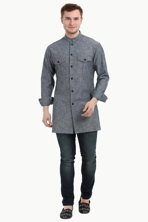Men's Nehru Collar Short Denim Kurta