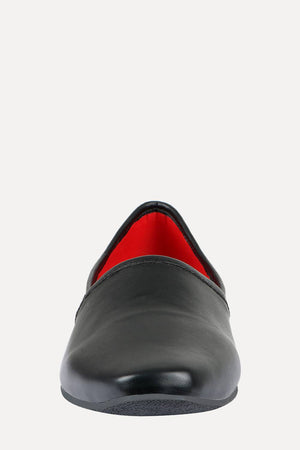 Men's Solid Black Faux Leather Juttis