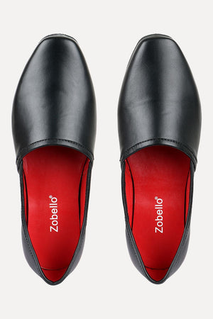 Men's Solid Black Faux Leather Juttis