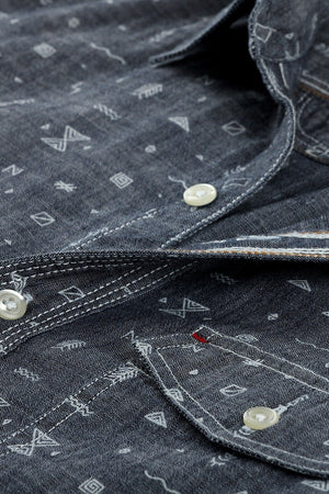Men's Tribal Printed Denim Shirt