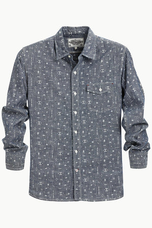 Men's Tribal Printed Denim Shirt
