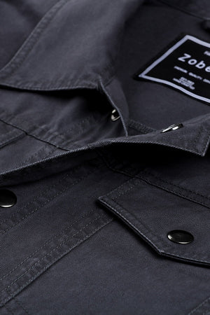 Men's Umber Brown Snap Button Closure Twill Jacket
