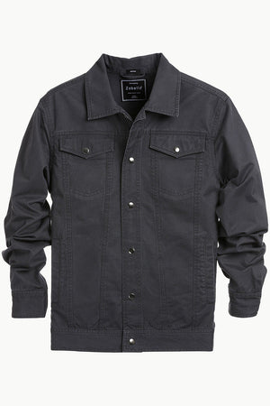 Men's Umber Brown Snap Button Closure Twill Jacket