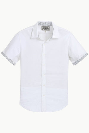 Men's White Casual Seersucker Shirt