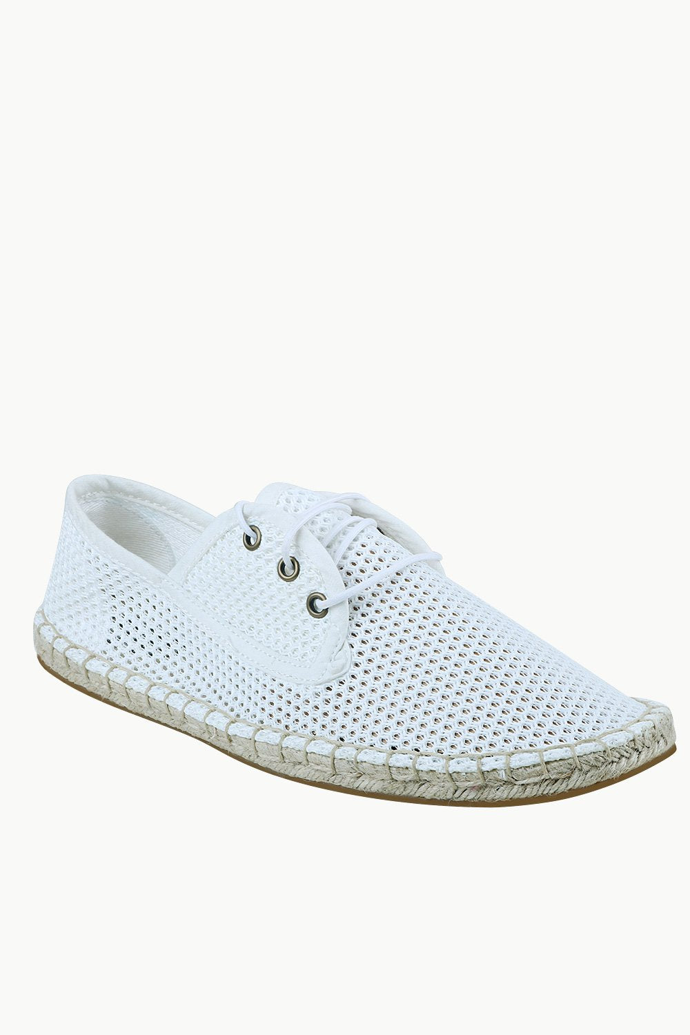 Buy Online Men s White Mesh Lace Up Basque Espadrilles Online Zobello