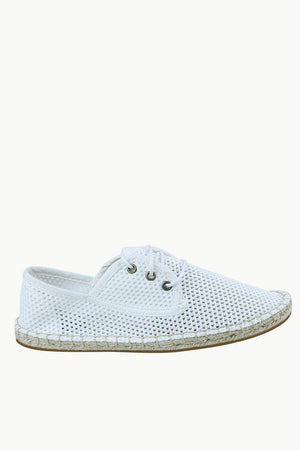 Men's White Mesh Lace-Up Basque Espadrilles
