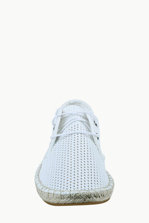 Men's White Mesh Lace-Up Basque Espadrilles