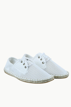 Men's White Mesh Lace-Up Basque Espadrilles