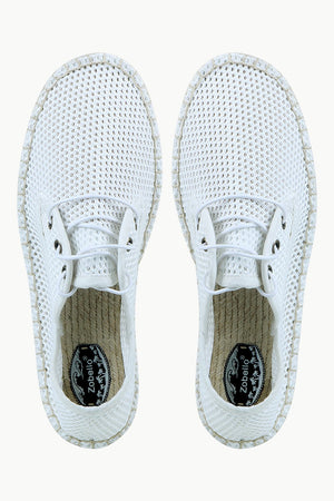 Men's White Mesh Lace-Up Basque Espadrilles