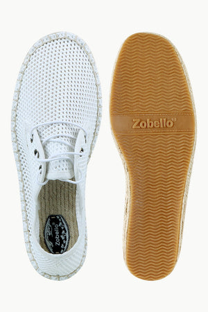 Men's White Mesh Lace-Up Basque Espadrilles
