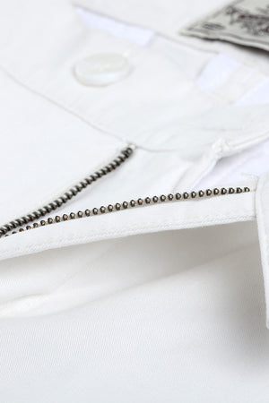 Men's White Stretchable Straight Twill Pants