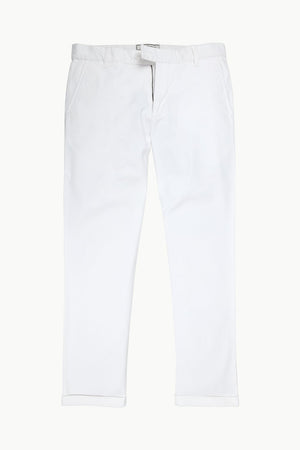 Men's White Stretchable Straight Twill Pants