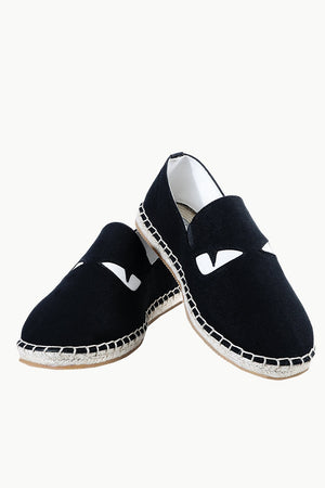 Mens Black Eye Patched Espadrilles