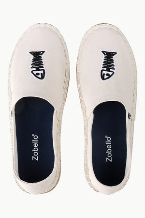 Mens Embroidered Oatmeal Espadrilles