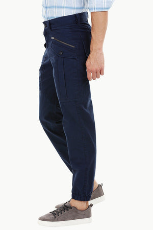 Mens Navy Cuff Jogger Cargo Pants