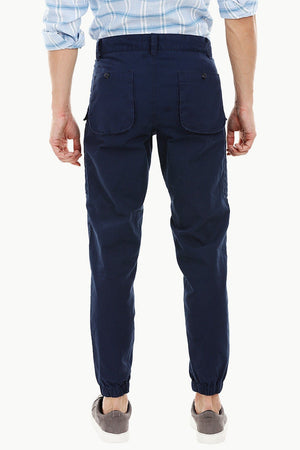 Mens Navy Cuff Jogger Cargo Pants