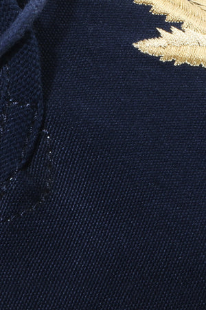 Mens Navy Leaf Embroidered Espadrilles