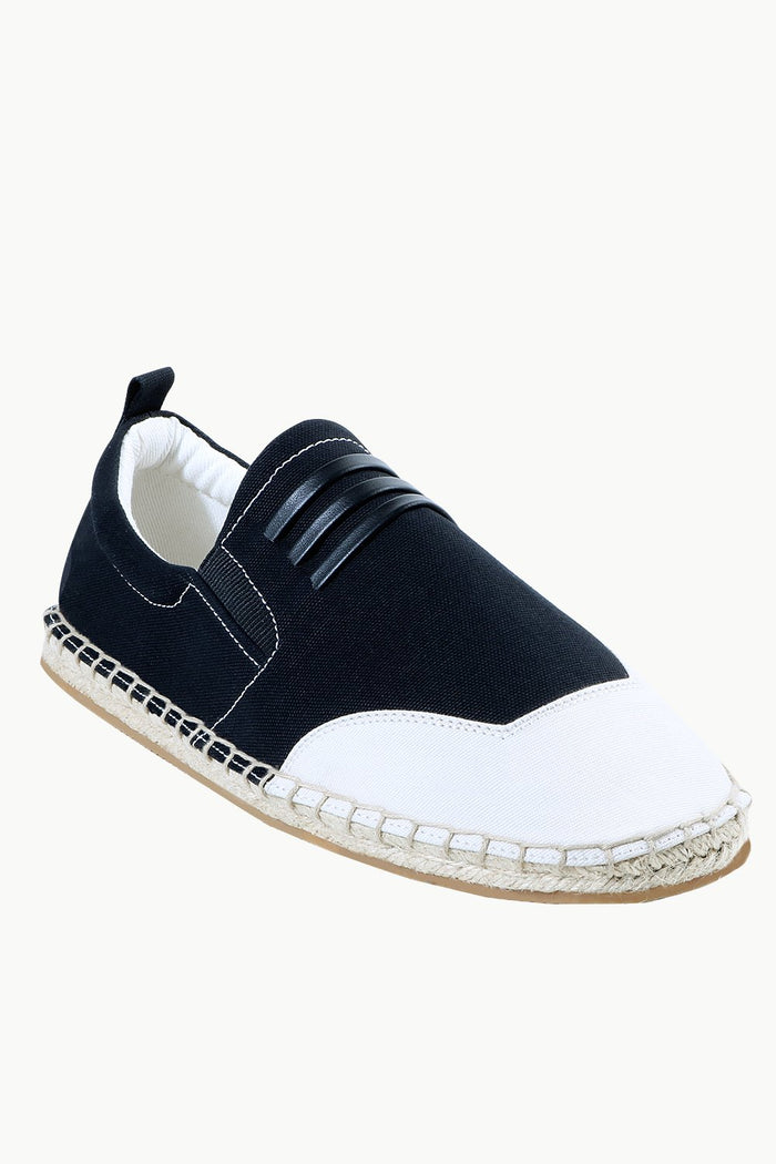 Mens Padded Leather Stripes Espadrilles