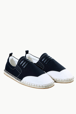 Mens Padded Leather Stripes Espadrilles