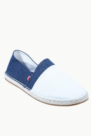 Mens White Cut N Sew Denim Espadrilles