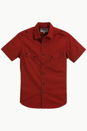 Military Style Twill Shirt With Epaulets
